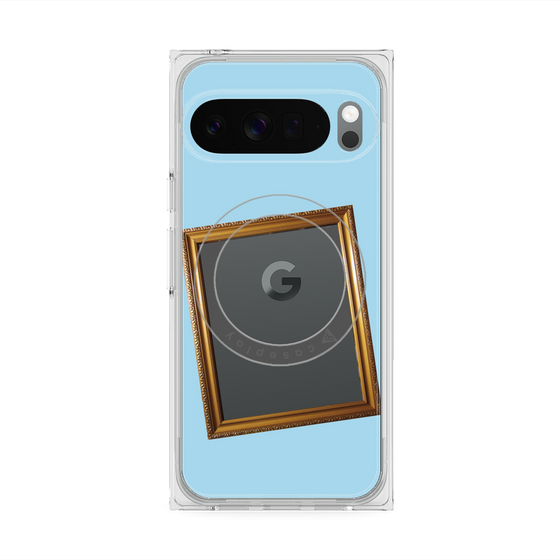 プレミアムスクエアケース with Pixelsnap［ Photo Frame - Light Blue ］