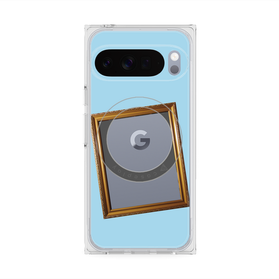 プレミアムスクエアケース with Pixelsnap［ Photo Frame - Light Blue ］