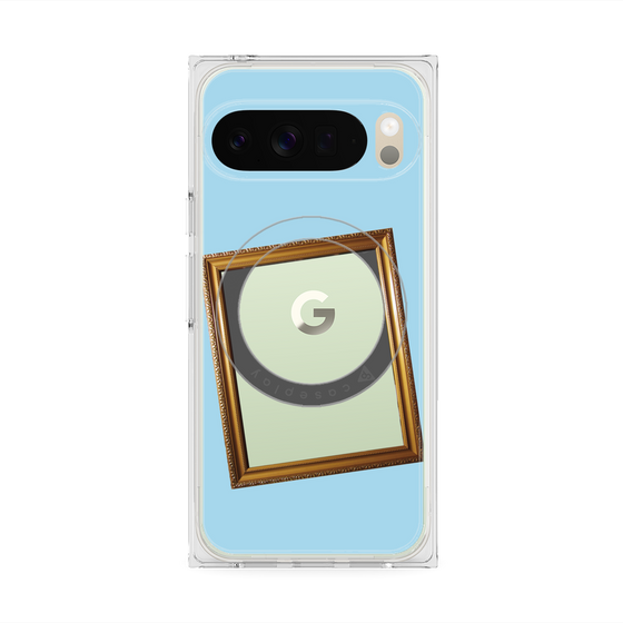 プレミアムスクエアケース with Pixelsnap［ Photo Frame - Light Blue ］