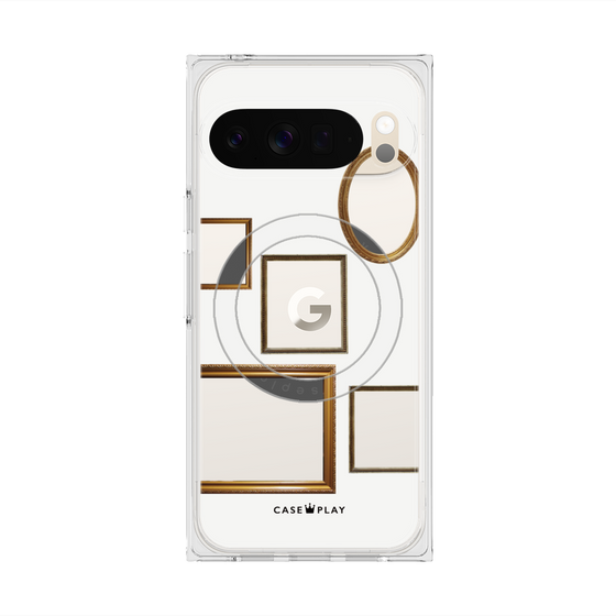 プレミアムスクエアケース with Pixelsnap［ Photo Frames - White ］