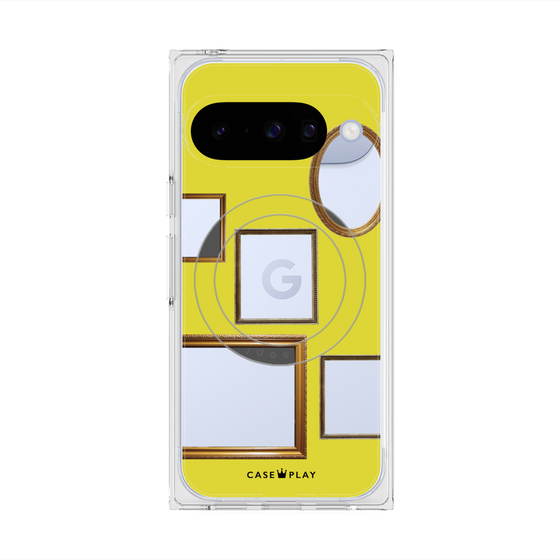 プレミアムスクエアケース with Pixelsnap［ Photo Frames - Yellow ］
