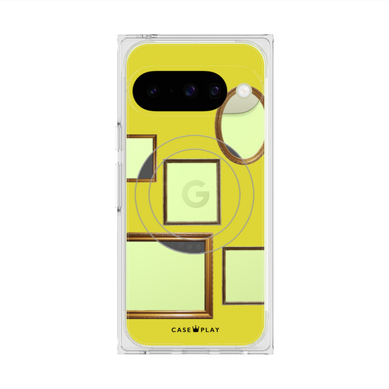 プレミアムスクエアケース with Pixelsnap［ Photo Frames - Yellow ］