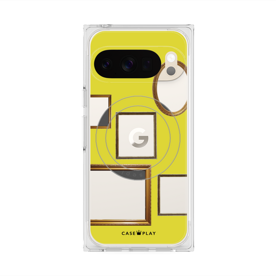 プレミアムスクエアケース with Pixelsnap［ Photo Frames - Yellow ］