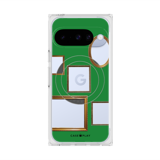 プレミアムスクエアケース with Pixelsnap［ Photo Frames - Green ］