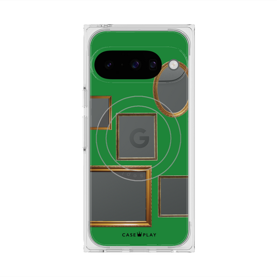 プレミアムスクエアケース with Pixelsnap［ Photo Frames - Green ］