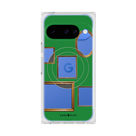 プレミアムスクエアケース with Pixelsnap［ Photo Frames - Green ］