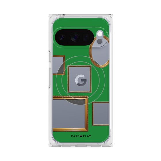 プレミアムスクエアケース with Pixelsnap［ Photo Frames - Green ］