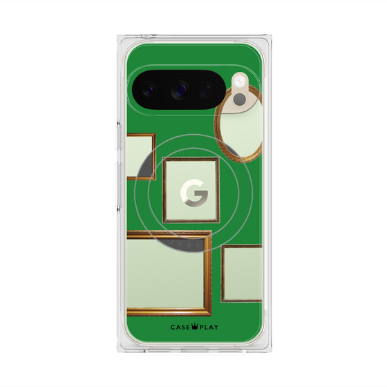 プレミアムスクエアケース with Pixelsnap［ Photo Frames - Green ］