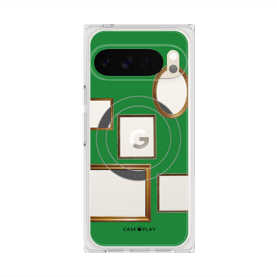 プレミアムスクエアケース with Pixelsnap［ Photo Frames - Green ］