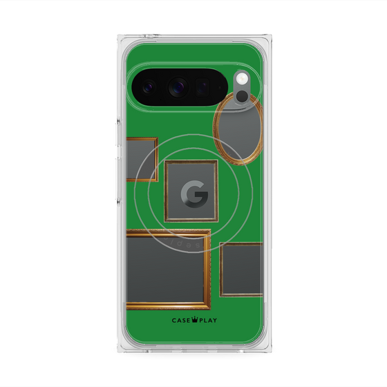 プレミアムスクエアケース with Pixelsnap［ Photo Frames - Green ］