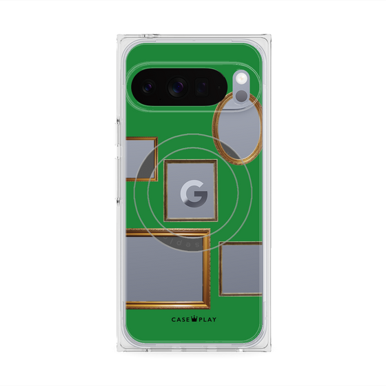 プレミアムスクエアケース with Pixelsnap［ Photo Frames - Green ］