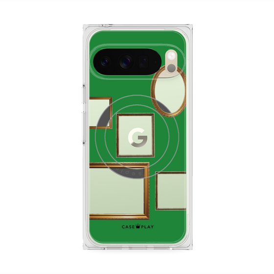 プレミアムスクエアケース with Pixelsnap［ Photo Frames - Green ］