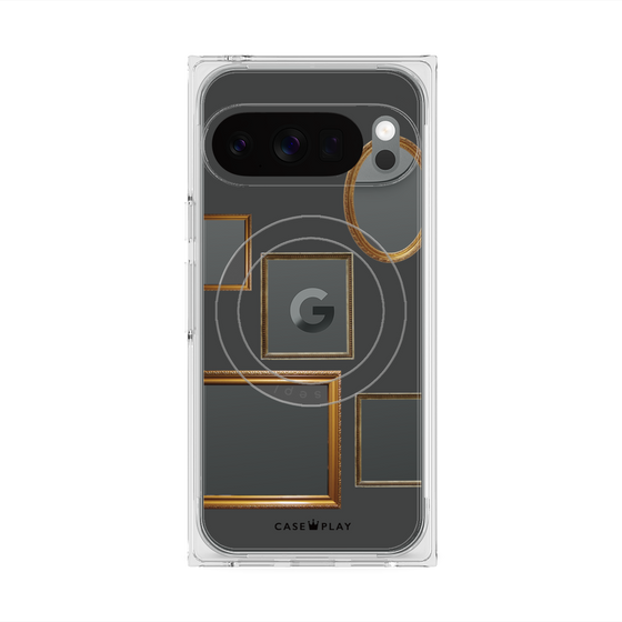 プレミアムスクエアケース with Pixelsnap［ Photo Frames - Gray ］