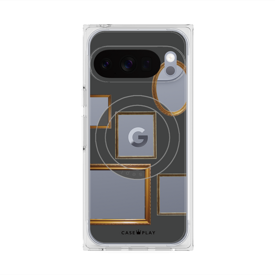 プレミアムスクエアケース with Pixelsnap［ Photo Frames - Gray ］