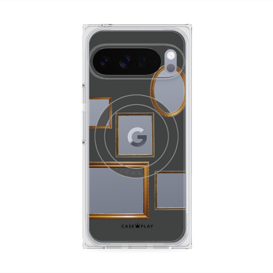 プレミアムスクエアケース with Pixelsnap［ Photo Frames - Gray ］