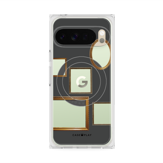 プレミアムスクエアケース with Pixelsnap［ Photo Frames - Gray ］