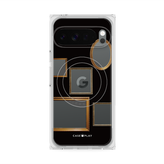 プレミアムスクエアケース with Pixelsnap［ Photo Frames - Black ］