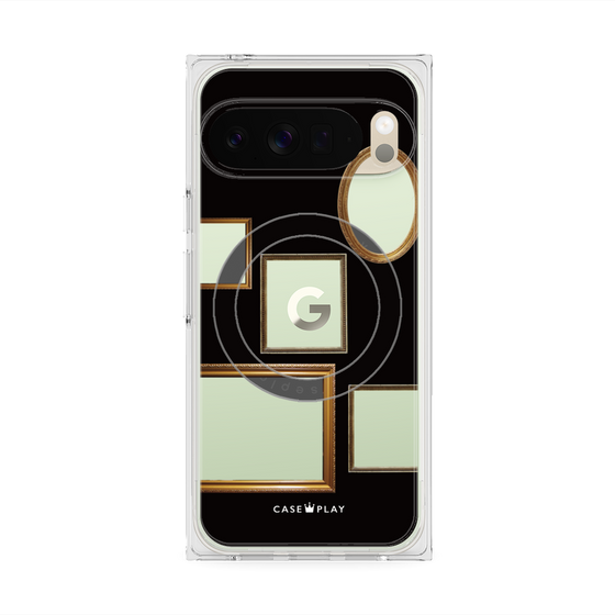プレミアムスクエアケース with Pixelsnap［ Photo Frames - Black ］