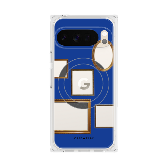 プレミアムスクエアケース with Pixelsnap［ Photo Frames - Blue ］