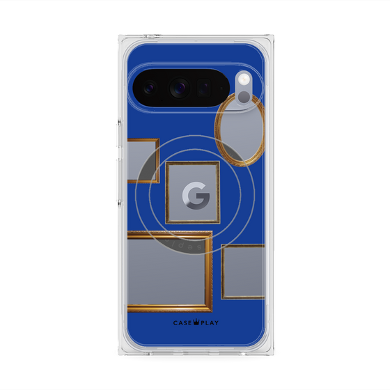 プレミアムスクエアケース with Pixelsnap［ Photo Frames - Blue ］