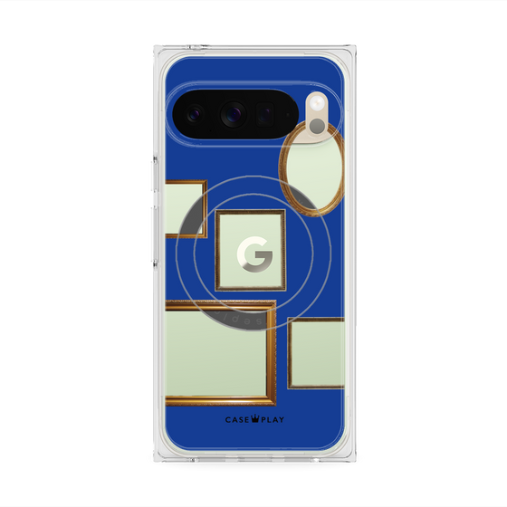 プレミアムスクエアケース with Pixelsnap［ Photo Frames - Blue ］