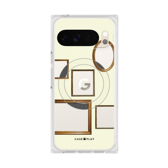 プレミアムスクエアケース with Pixelsnap［ Photo Frames - Ivory ］