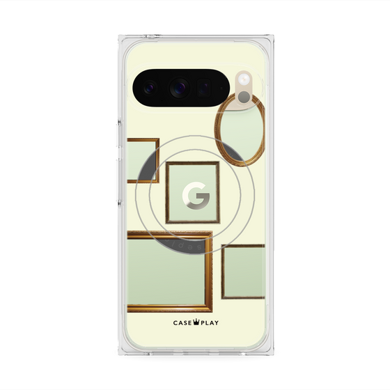 プレミアムスクエアケース with Pixelsnap［ Photo Frames - Ivory ］