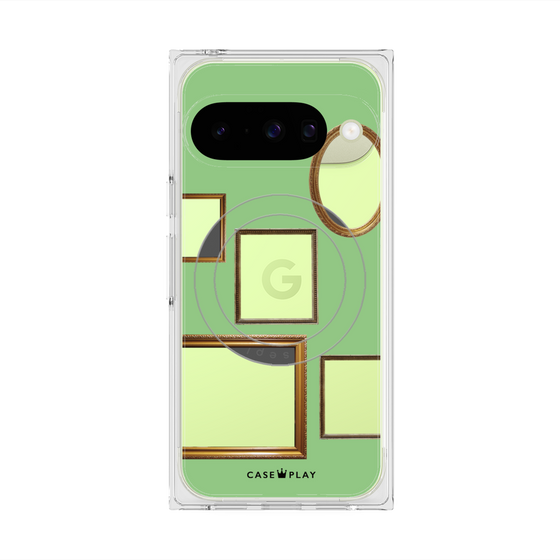 プレミアムスクエアケース with Pixelsnap［ Photo Frames - Light Green ］