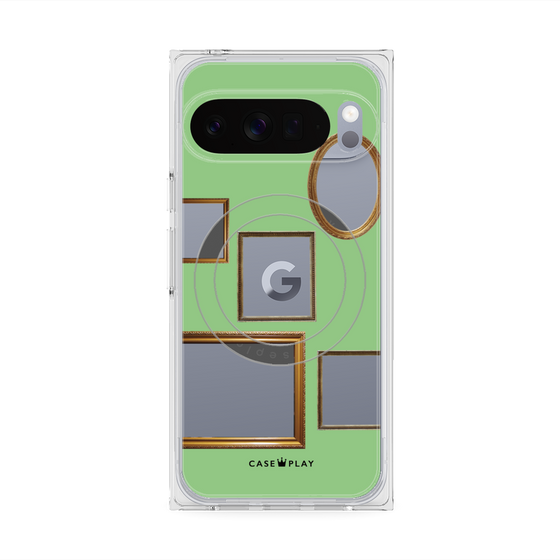 プレミアムスクエアケース with Pixelsnap［ Photo Frames - Light Green ］