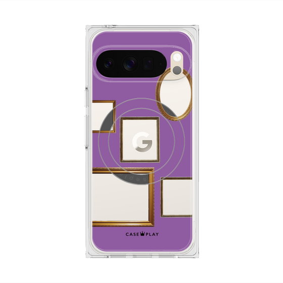 プレミアムスクエアケース with Pixelsnap［ Photo Frames - Purple ］