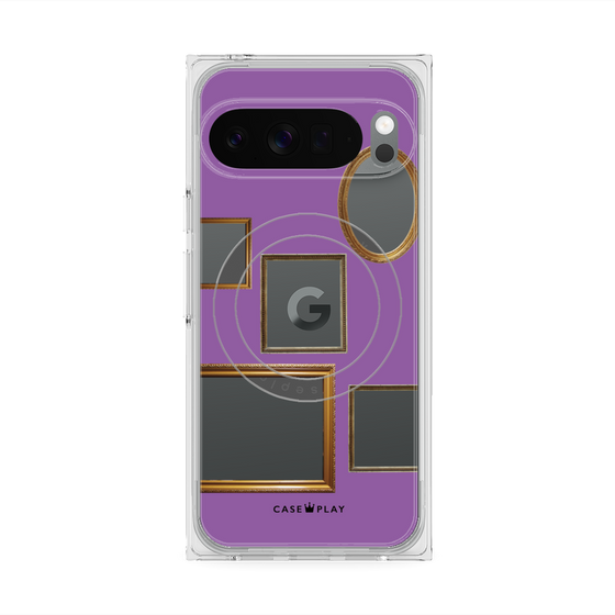 プレミアムスクエアケース with Pixelsnap［ Photo Frames - Purple ］