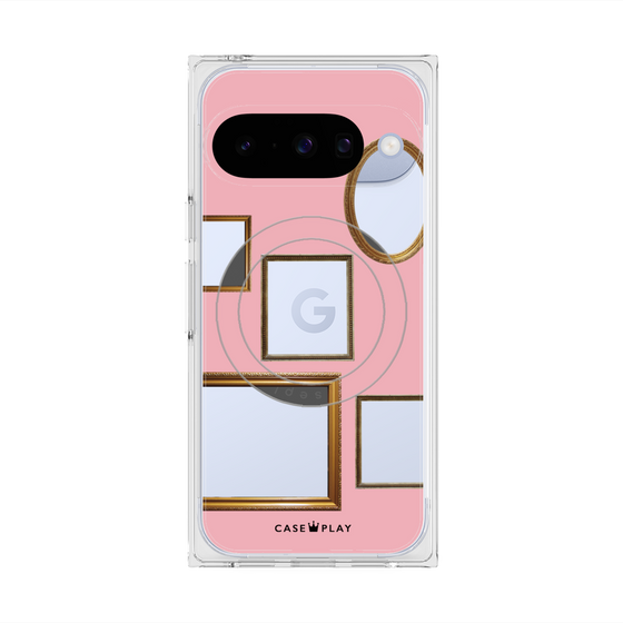 プレミアムスクエアケース with Pixelsnap［ Photo Frames - Pink ］