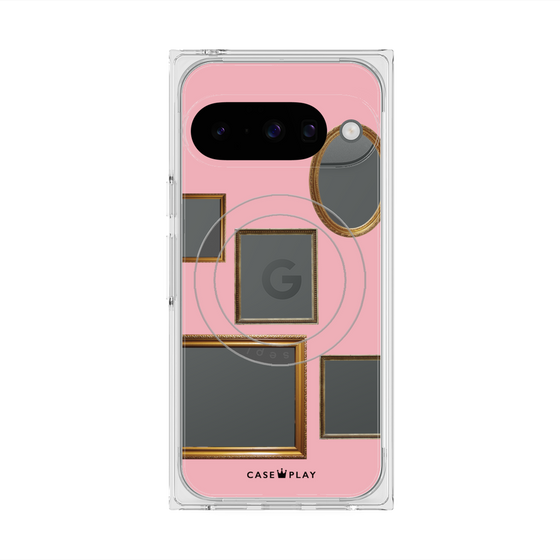 プレミアムスクエアケース with Pixelsnap［ Photo Frames - Pink ］