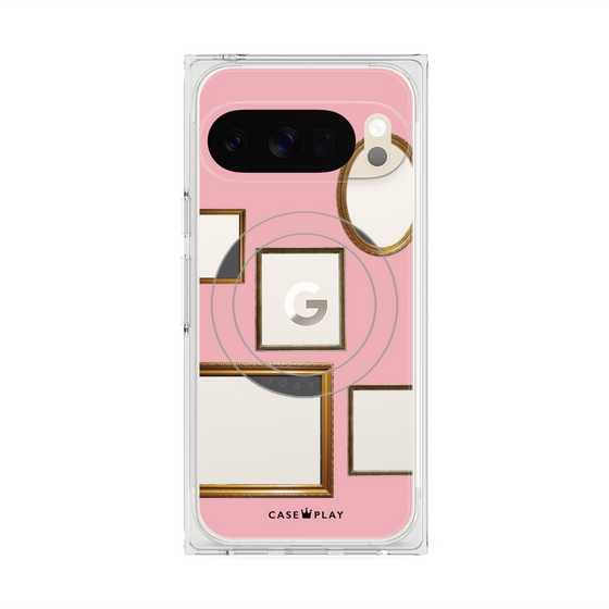 プレミアムスクエアケース with Pixelsnap［ Photo Frames - Pink ］