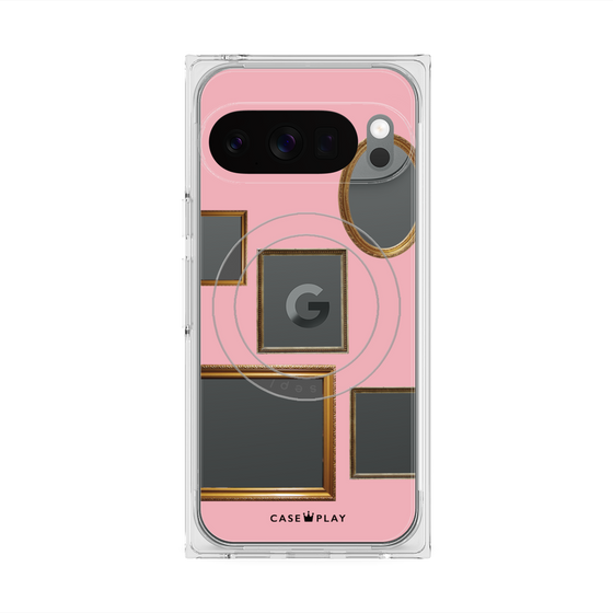 プレミアムスクエアケース with Pixelsnap［ Photo Frames - Pink ］