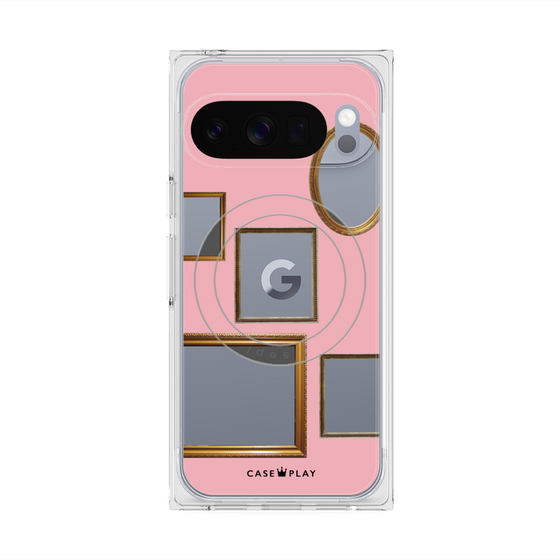 プレミアムスクエアケース with Pixelsnap［ Photo Frames - Pink ］
