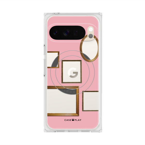 プレミアムスクエアケース with Pixelsnap［ Photo Frames - Pink ］