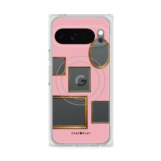 プレミアムスクエアケース with Pixelsnap［ Photo Frames - Pink ］