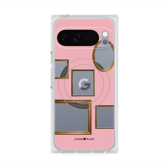 プレミアムスクエアケース with Pixelsnap［ Photo Frames - Pink ］