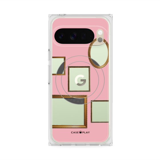 プレミアムスクエアケース with Pixelsnap［ Photo Frames - Pink ］