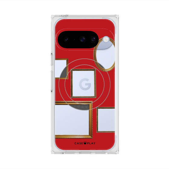 プレミアムスクエアケース with Pixelsnap［ Photo Frames - Red ］