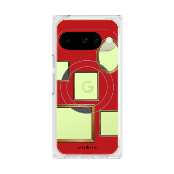 プレミアムスクエアケース with Pixelsnap［ Photo Frames - Red ］