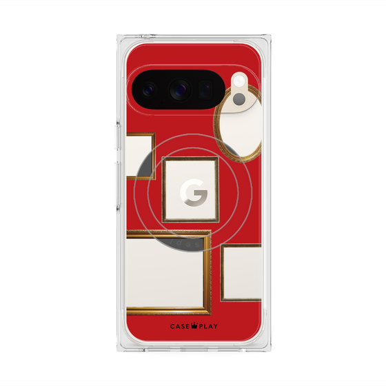 プレミアムスクエアケース with Pixelsnap［ Photo Frames - Red ］