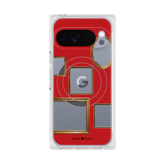 プレミアムスクエアケース with Pixelsnap［ Photo Frames - Red ］
