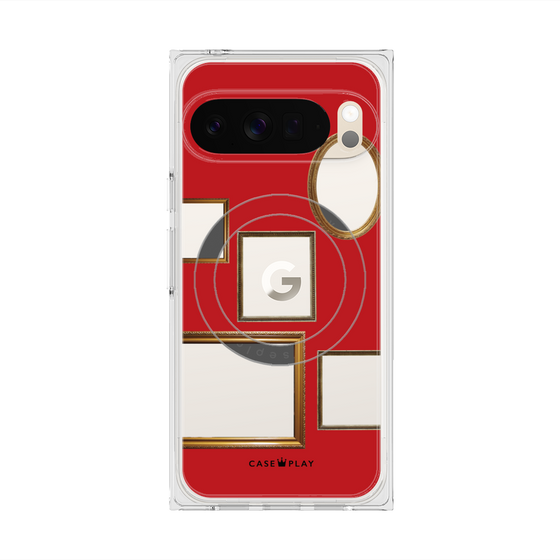 プレミアムスクエアケース with Pixelsnap［ Photo Frames - Red ］