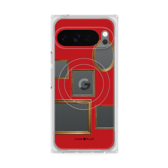 プレミアムスクエアケース with Pixelsnap［ Photo Frames - Red ］