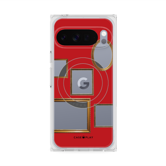プレミアムスクエアケース with Pixelsnap［ Photo Frames - Red ］