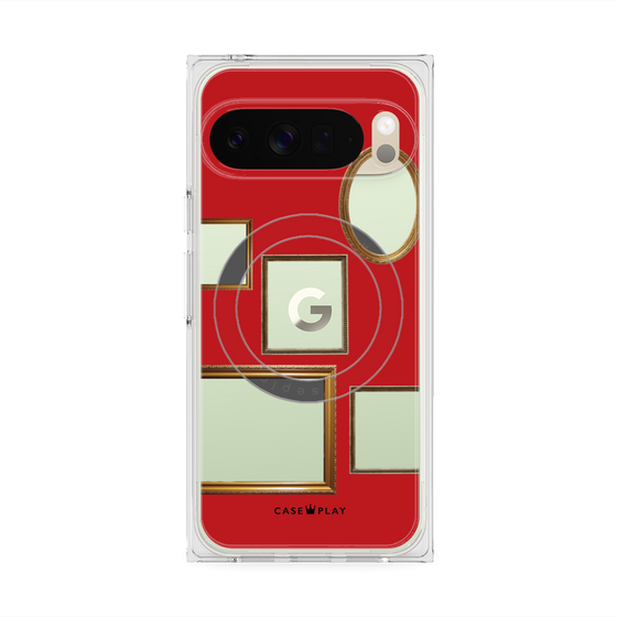 プレミアムスクエアケース with Pixelsnap［ Photo Frames - Red ］