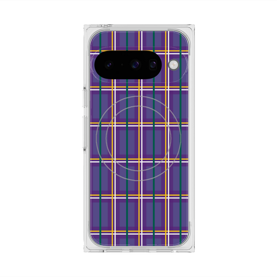 プレミアムスクエアケース with Pixelsnap［ Tartan Check - Purple ］