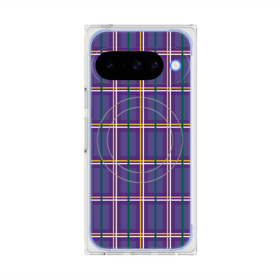 プレミアムスクエアケース with Pixelsnap［ Tartan Check - Purple ］